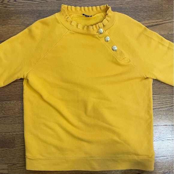 Talbots Sweater Sweatshirt Golden Yellow w/ Ruffles Size Small - Picture 4 of 11
